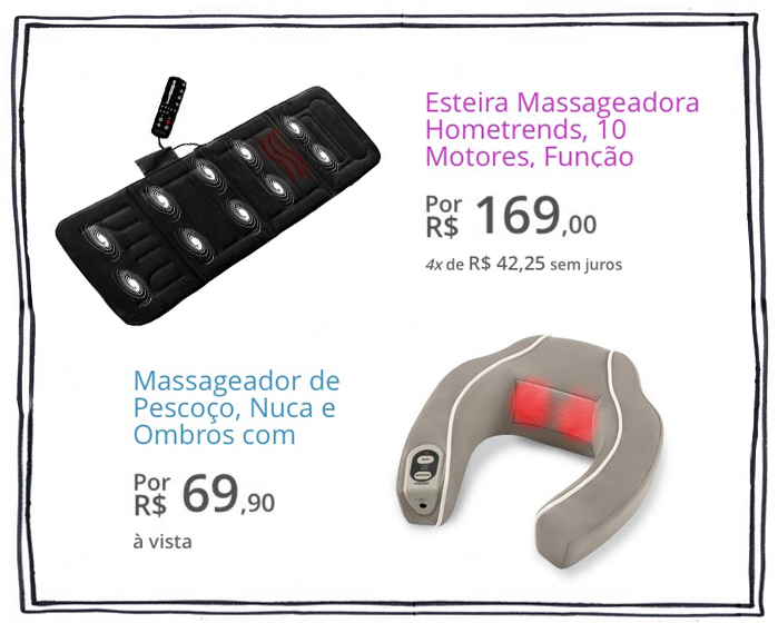 AMO massagem. E sou daquelas que quando estou viajando e passo por uma loja da Brookstone, entro e testo todas as cadeiras de massagem... Fico um tempão! Então ameii esses produtos de fazer massagem (e também os preços)! 