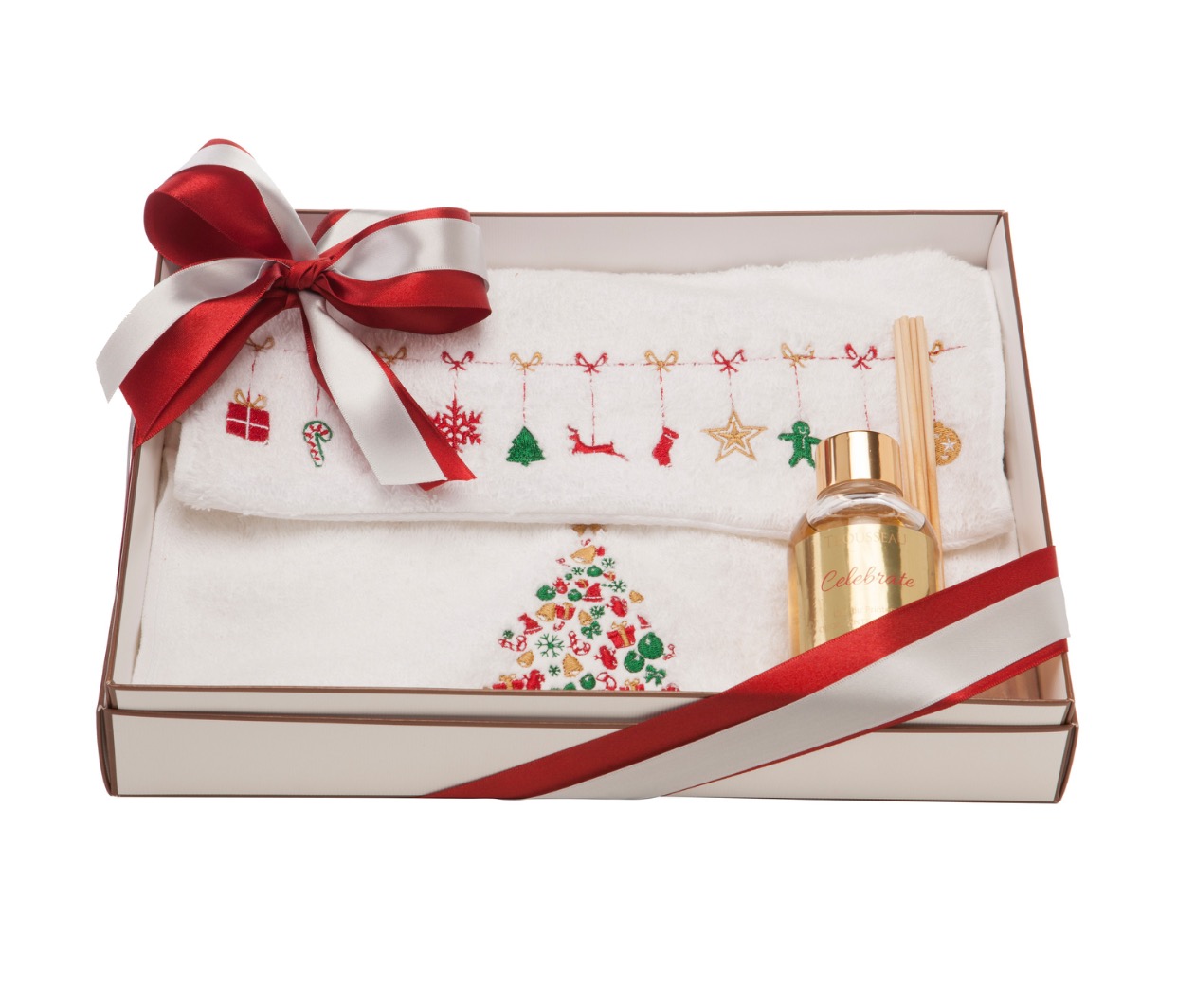Kit Caixa com 2 toalhas lavado natalinas + Difusor celebrate