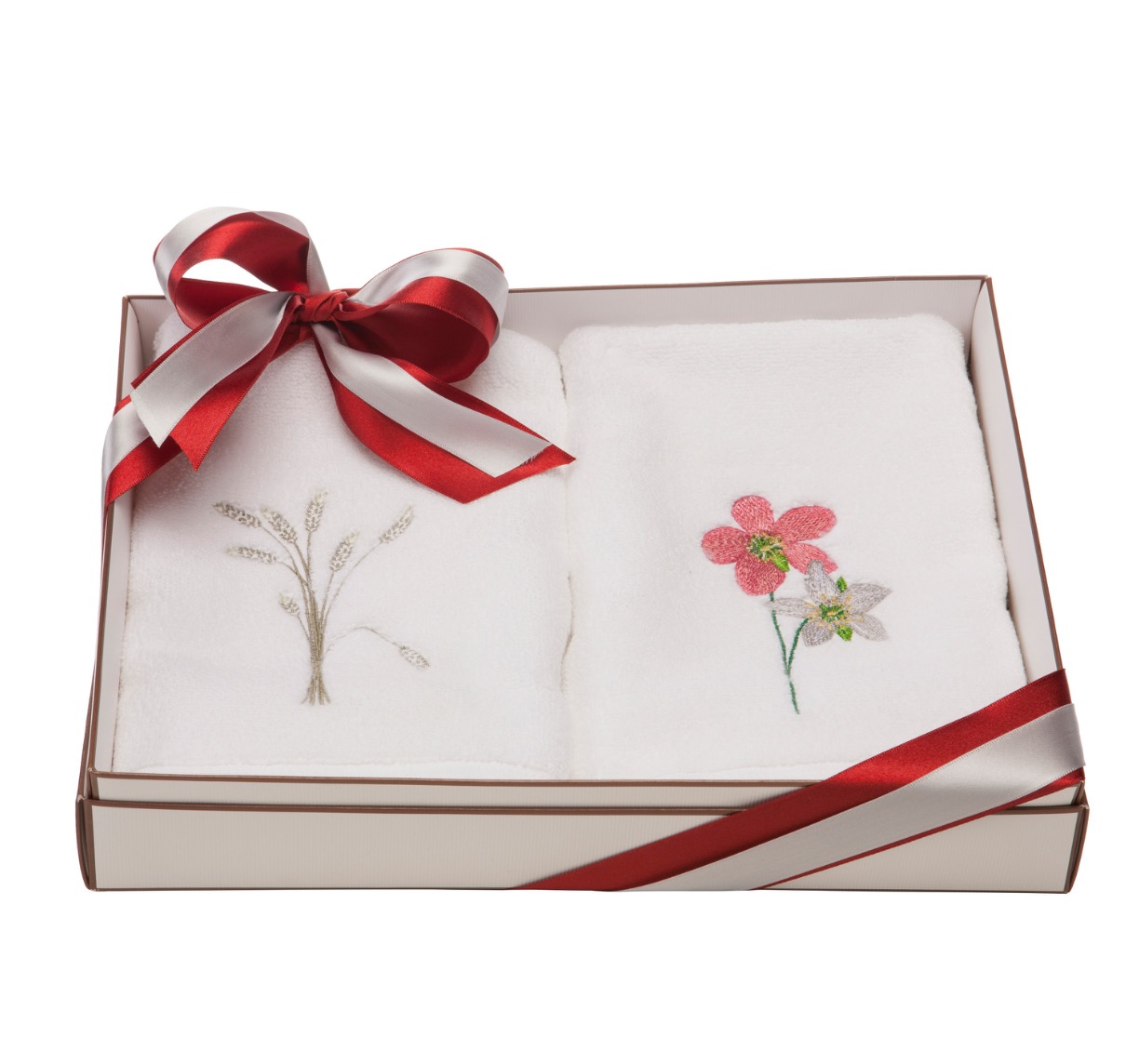 Kit Caixa com 2 toalhas lavabo bordadas R$90,00